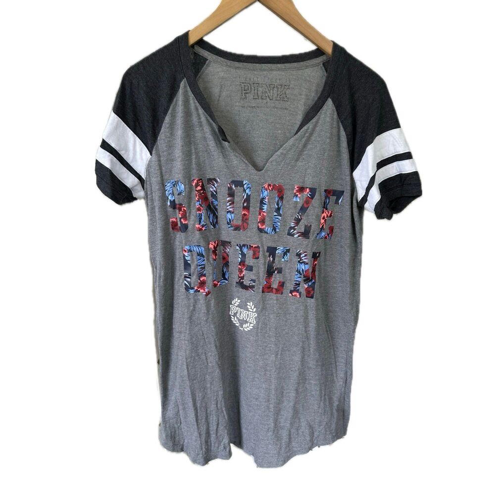 Victoria's Secret PINK Tropical Snooze Queen Spilt Neck Raglan Sleep Shirt M